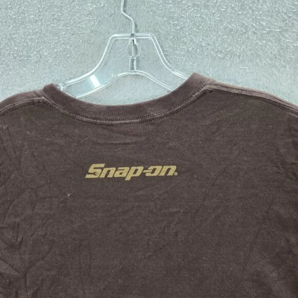 Snap On Men Shirt Large Brown‎ Graphic Logo Tool Short Sleeve